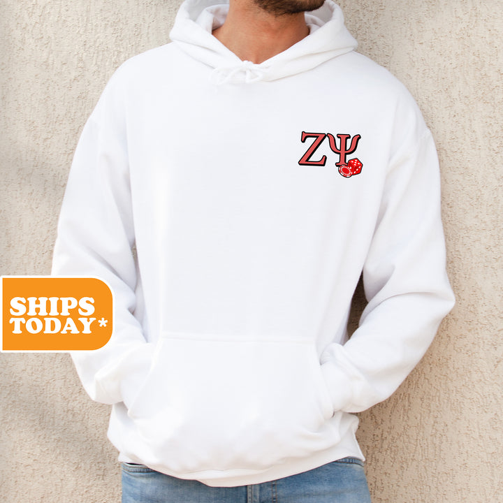 a man wearing a white hoodie with a red z logo on it