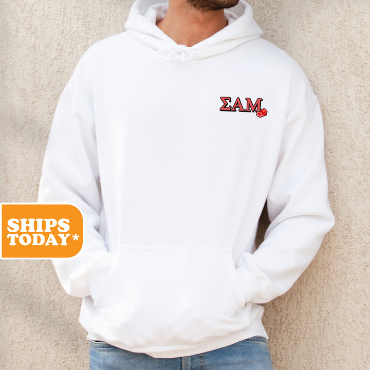 a man wearing a white hoodie with the word zam on it