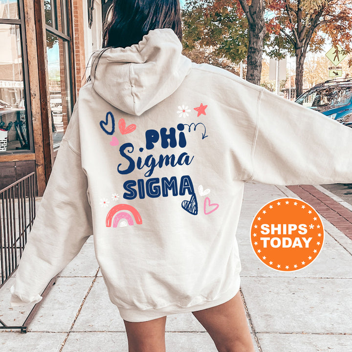 a woman walking down a sidewalk wearing a white hoodie