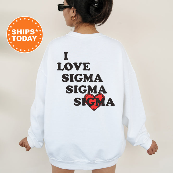 a woman wearing a sweatshirt that says i love stigma stigma stigma