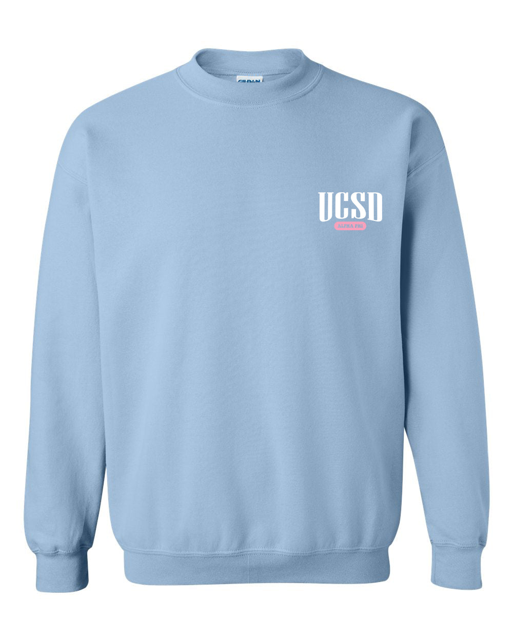 a light blue sweatshirt with the words usssd printed on it