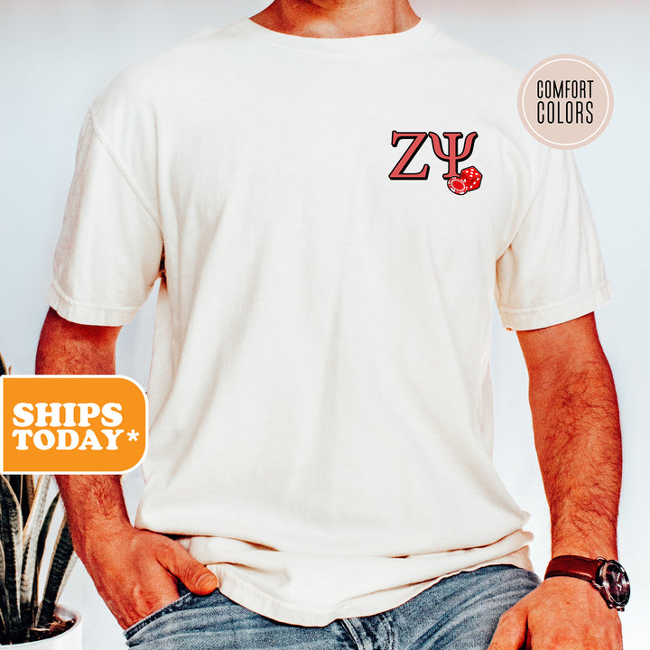 a man wearing a white tshirt with a zebra on it