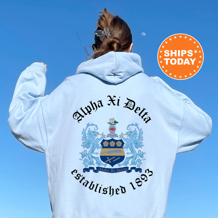 a woman wearing a white hoodie with a blue sky in the background