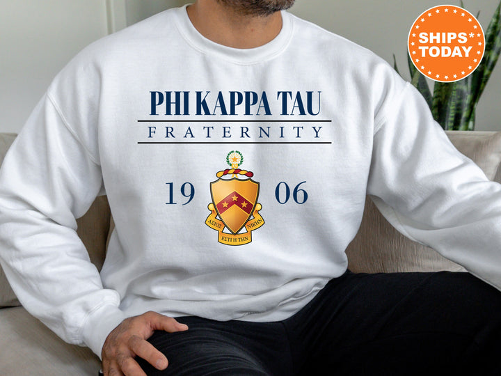 Phi Kappa Tau Large Crest Fraternity Sweatshirt | Phi Tau Hoodie | Phi Kappa Tau Fraternity Crest Sweatshirt | Greek Apparel
