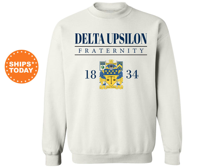 Delta Upsilon Large Crest Fraternity Sweatshirt | DU Crewneck Sweatshirt | Delta Upsilon Hoodie | Greek Apparel | Fraternity Gift