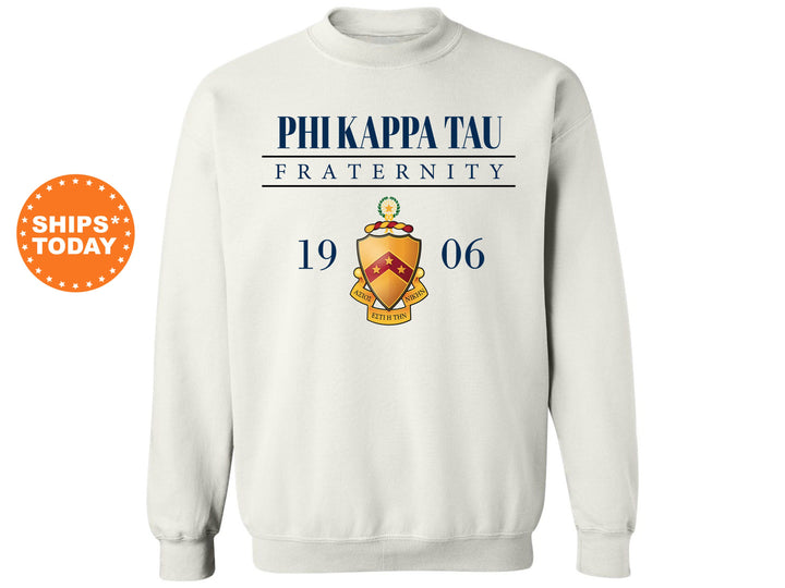 Phi Kappa Tau Large Crest Fraternity Sweatshirt | Phi Tau Hoodie | Phi Kappa Tau Fraternity Crest Sweatshirt | Greek Apparel