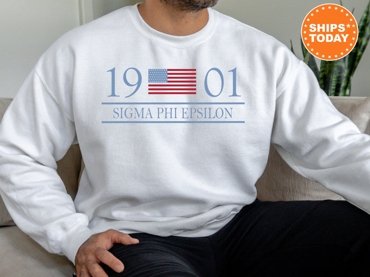 Sigma Phi Epsilon Flag Year Fraternity Sweatshirt | SigEp Hoodie | Fraternity Gift | SigEp Greek Sweatshirt | College Apparel _ 6009g