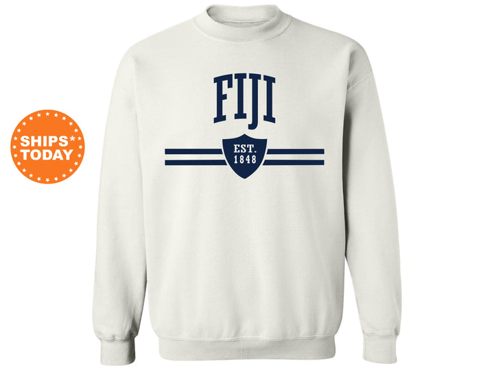 FIJI  Striped Shield Fraternity Sweatshirt | Phi Gamma Delta Hoodie | Greek Sweatshirt | Vintage Sweatshirt | FIJI Initiation Gift _ 5902g