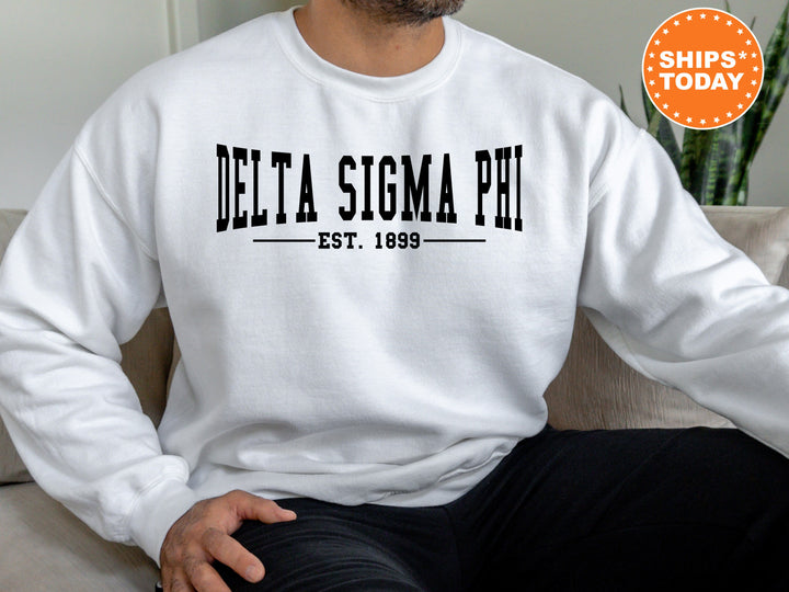 Delta Sigma Phi Concave Fraternity Sweatshirt | Delta Sig Hoodie | Custom Greek Apparel | College Sweatshirt | Gifts For Him _ 6579g