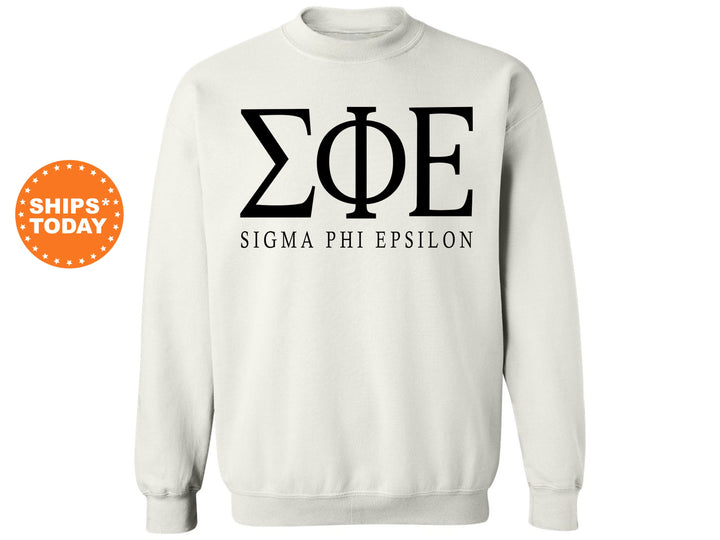 Sigma Phi Epsilon Block Letter Fraternity Sweatshirt | SigEp Greek Letters | Crewneck Sweatshirt | Fraternity Gift | College Apparel _ 6071g