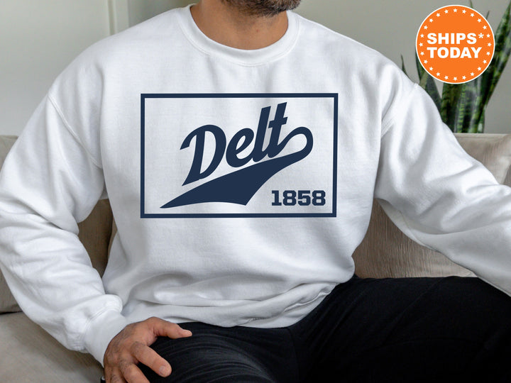 Delta Tau Delta Baseball Boxed Fraternity Sweatshirt | Delt Sweatshirt | Fraternity Gift | Gameday Sweatshirt | College Apparel _ 5962g
