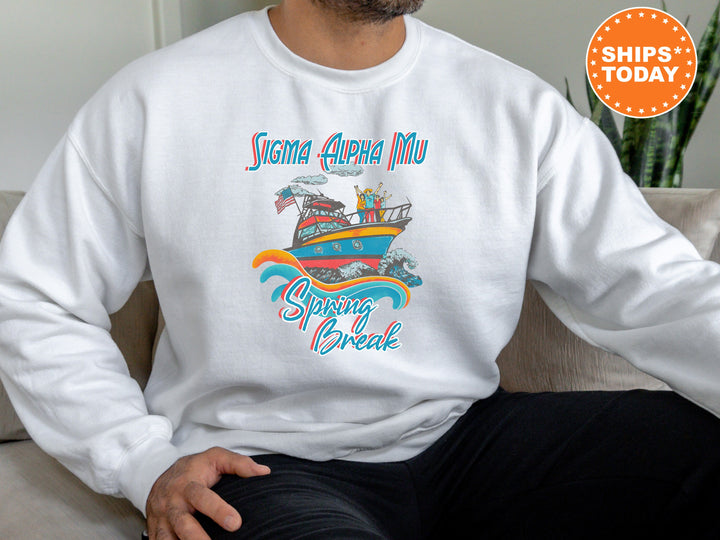 Sigma Alpha Mu Boating Spring Break Fraternity Sweatshirt | Sammy Crewneck Sweatshirt | Fraternity Hoodie | College Apparel _ 6810g