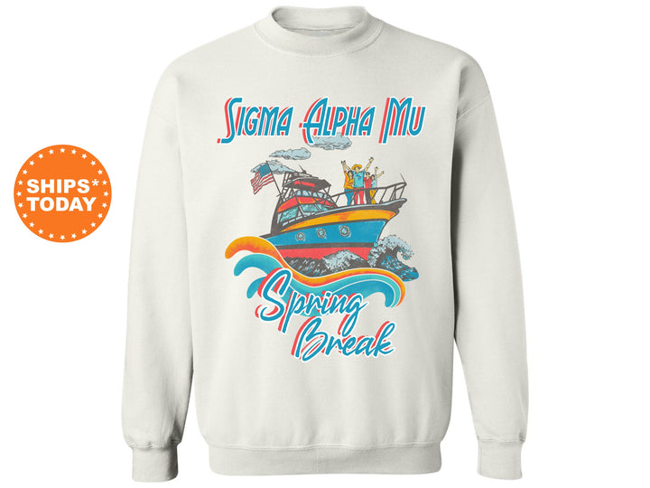 Sigma Alpha Mu Boating Spring Break Fraternity Sweatshirt | Sammy Crewneck Sweatshirt | Fraternity Hoodie | College Apparel _ 6810g