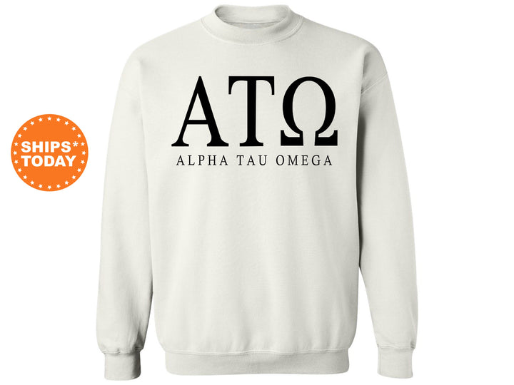 Alpha Tau Omega Block Letter Fraternity Sweatshirt | ATO Greek Letters | Fraternity Hoodie | Fraternity Gift | College Greek Apparel _ 6050g