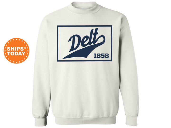 Delta Tau Delta Baseball Boxed Fraternity Sweatshirt | Delt Sweatshirt | Fraternity Gift | Gameday Sweatshirt | College Apparel _ 5962g