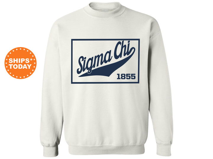 Sigma Chi Baseball Boxed Fraternity Sweatshirt | Sigma Chi Greek Sweatshirt | Fraternity Gift | Gameday Sweatshirt | College Apparel _ 5976g