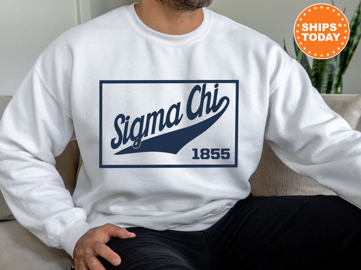 Sigma Chi Baseball Boxed Fraternity Sweatshirt | Sigma Chi Greek Sweatshirt | Fraternity Gift | Gameday Sweatshirt | College Apparel _ 5976g