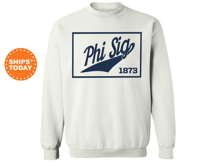 Phi Sigma Kappa Baseball Boxed Fraternity Sweatshirt | Phi Sig Sweatshirt | Fraternity Gift | Gameday Sweatshirt | College Apparel _ 5971g
