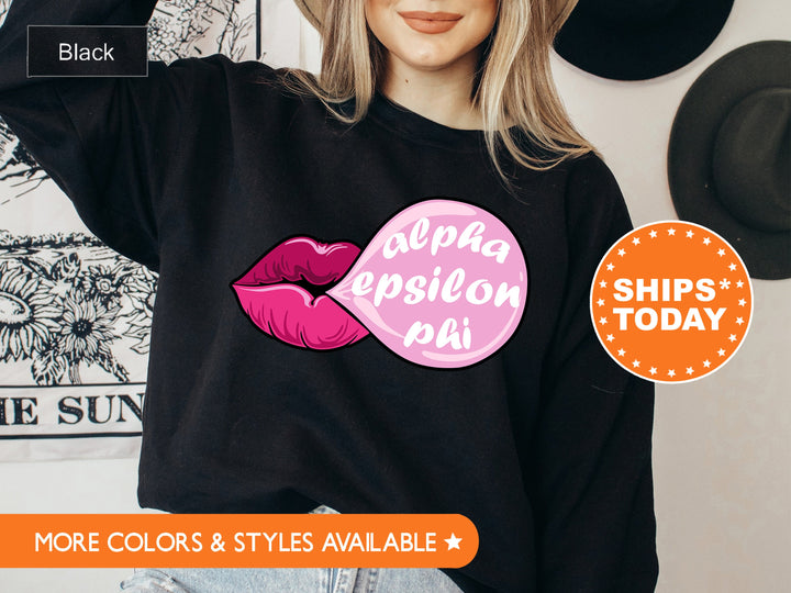 Alpha Epsilon Phi Bubble Gum Sorority Sweatshirt | AEPHI Sorority Hoodie | Big Little Reveal | Sorority Gifts | Greek Sweatshirt _ 7594g