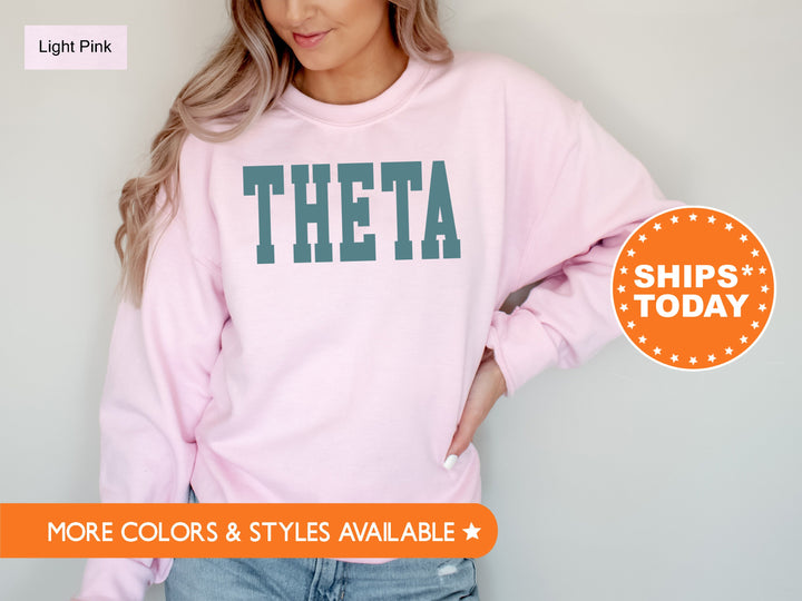 Kappa Alpha Theta Bold Aqua Sorority Sweatshirt | THETA Sorority Letters Crewneck | Sorority Merch | Big Little Reveal Gift | Bid Day Basket