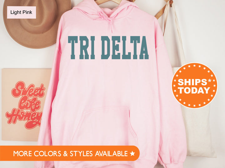 Delta Delta Delta Bold Aqua Sorority Sweatshirt | Tri Delta Sorority Letters Crewneck | Sorority Merch | Big Little Gifts | Bid Day Basket