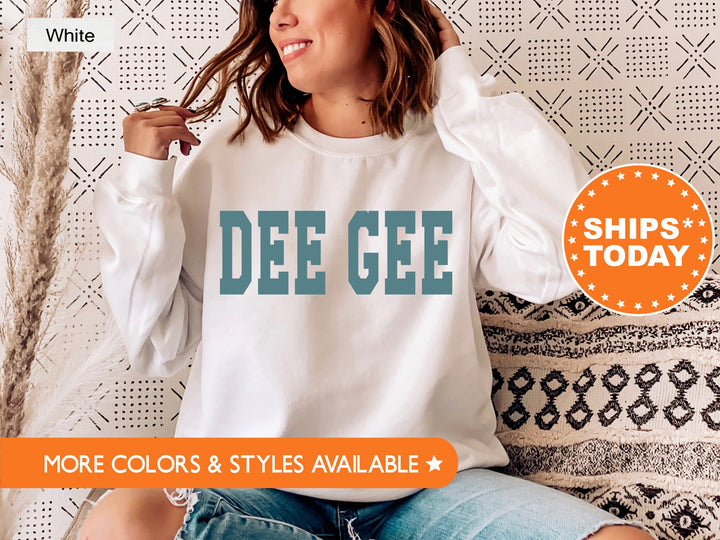 Delta Gamma Bold Aqua Sorority Sweatshirt | Dee Gee Sorority Letters Crewneck | Sorority Merch | Big Little Reveal Gifts | Bid Day Basket