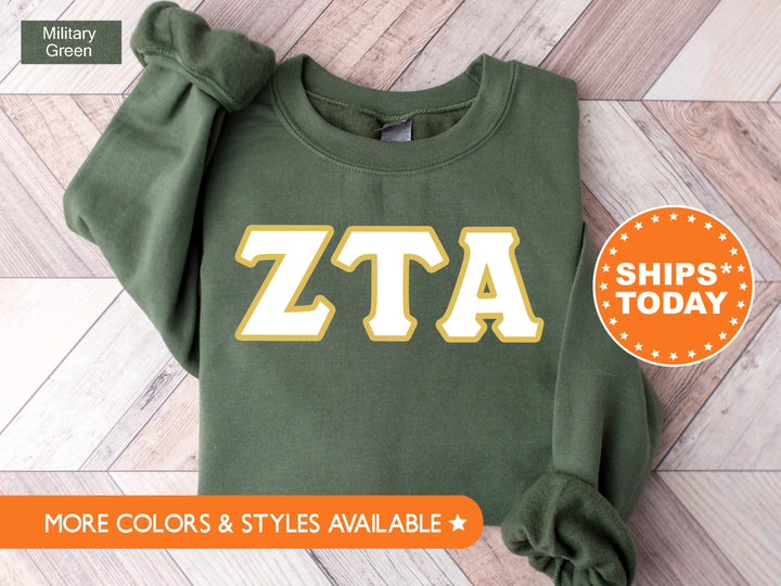 Zeta Tau Alpha Simply Gold Sorority Sweatshirt | Zeta Greek Letters | ZETA Sorority Letters | Big Little Gift | Custom Sorority Crewneck