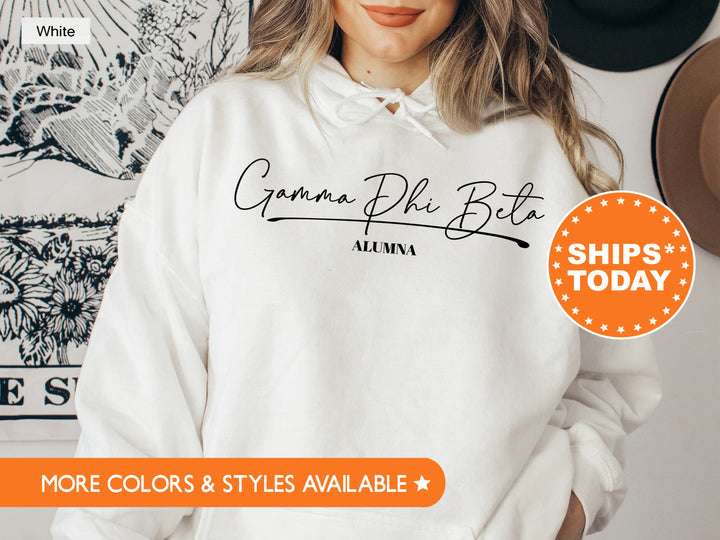 Gamma Phi Beta Alumna Cursive Sorority Sweatshirt | GPHI Alumni Sweatshirt | Sorority Alumna Crewneck | College Greek Apparel _ 7268g
