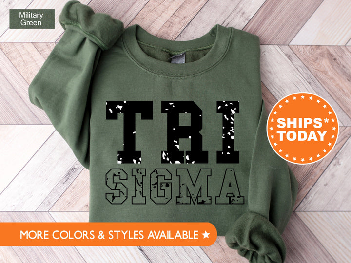 Sigma Sigma Sigma Twin Dotted Sorority Sweatshirt | Tri Sigma Greek Sweatshirt | Sorority Apparel | Big Little Gift | Sorority Merch _ 7303g