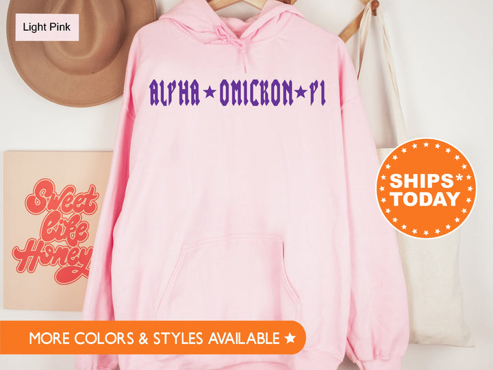 Alpha Omicron Pi Rock N Roll Sorority Sweatshirt | Alpha O Greek Sweatshirt | Sorority Merch | Big Little Gift | College Apparel _ 5589g