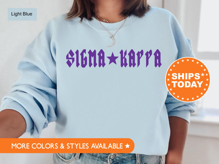 Sigma Kappa Rock N Roll Sorority Sweatshirt | Sig Kap Greek Sweatshirt | Sorority Merch | Big Little Sorority Gift | College Apparel _ 5607g