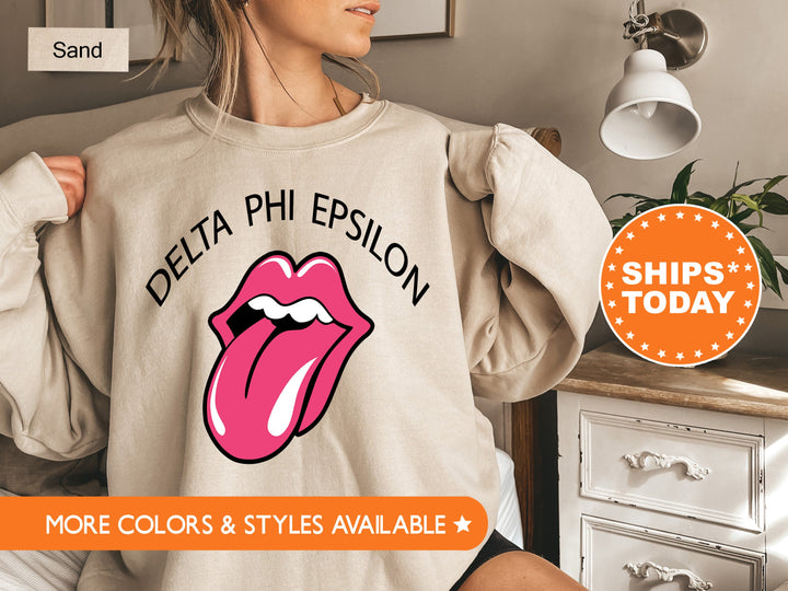 Delta Phi Epsilon Tongues Out Sorority Sweatshirt | DPHIE Initiation Gift | Sorority Bid Day | Big Little Reveal | Sorority Merch _ 7734g