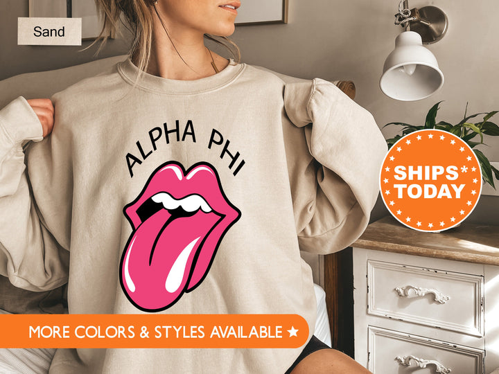 Alpha Phi Tongues Out Sorority Sweatshirt | APHI Big Little | Alpha Phi Hoodie | Sorority Reveal | Bid Day Basket  | Sorority Rush _ 7727g