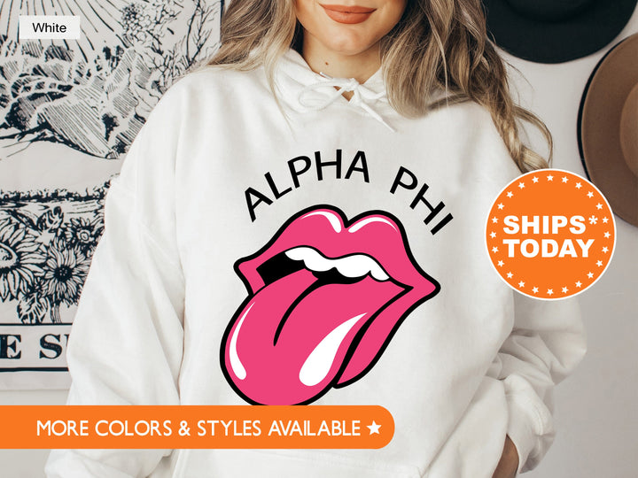 Alpha Phi Tongues Out Sorority Sweatshirt | APHI Big Little | Alpha Phi Hoodie | Sorority Reveal | Bid Day Basket  | Sorority Rush _ 7727g