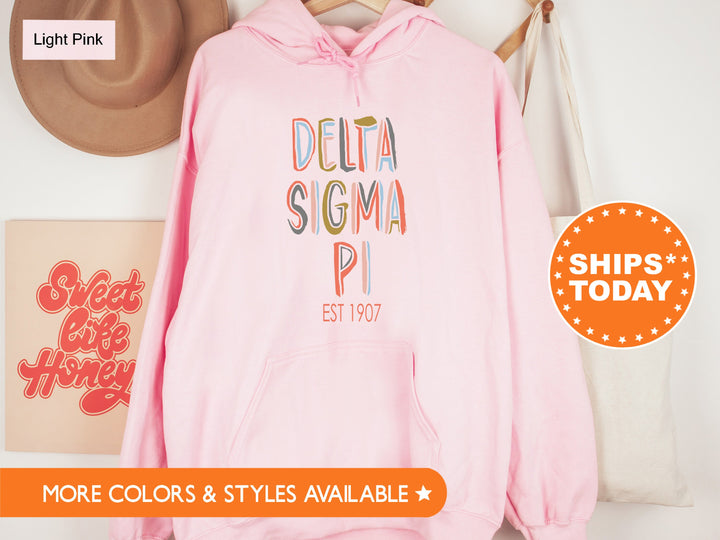 Delta Sigma Pi Pastel Stencil  Coed Sweatshirt | Deltasig Hoodie | Coed Fraternity Sweatshirt | Bid Day Gifts | Greek Apparel _ 8835g