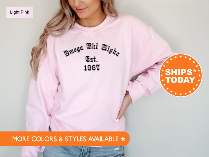 Omega Phi Alpha Old English Sorority Sweatshirt | OPhiA Sweatshirt | OPhiA Initiation Gift | Sorority Big Little | Sorority Hoodie
