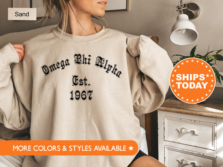 Omega Phi Alpha Old English Sorority Sweatshirt | OPhiA Sweatshirt | OPhiA Initiation Gift | Sorority Big Little | Sorority Hoodie