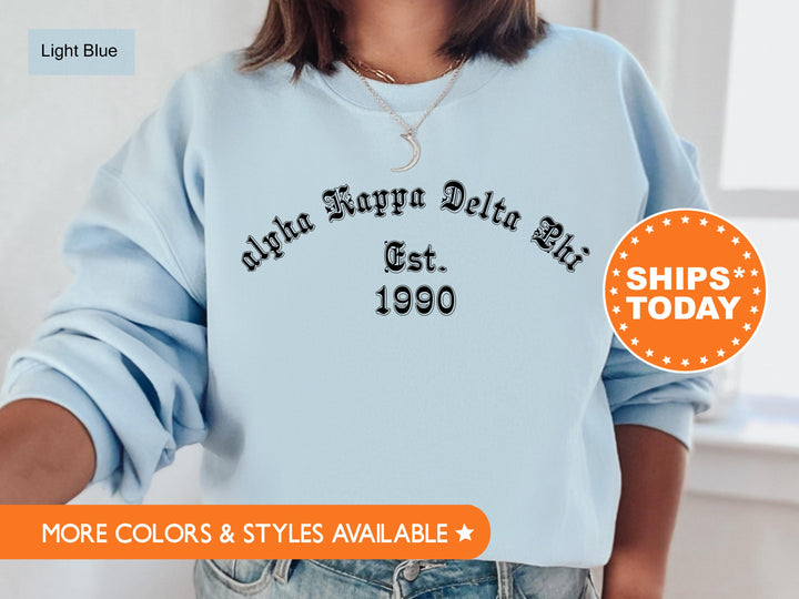 Alpha Kappa Delta Phi Old English Sorority Sweatshirt | aKDPhi Sweatshirt | Big Little Reveal | aKDPhi Hoodie | Sorority Initiation