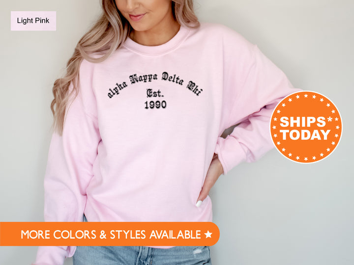 Alpha Kappa Delta Phi Old English Sorority Sweatshirt | aKDPhi Sweatshirt | Big Little Reveal | aKDPhi Hoodie | Sorority Initiation