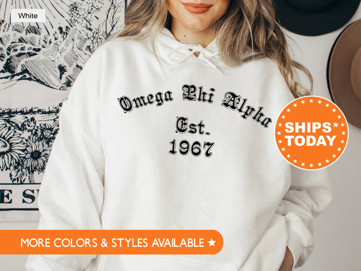 Omega Phi Alpha Old English Sorority Sweatshirt | OPhiA Sweatshirt | OPhiA Initiation Gift | Sorority Big Little | Sorority Hoodie