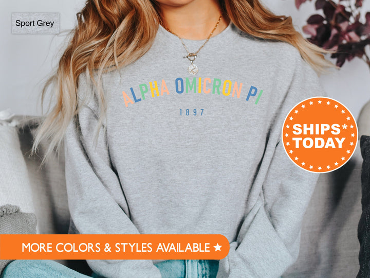 Alpha Omicron Pi Retro and Year Sorority Sweatshirt | Alpha O Retro Sweatshirt | Sorority Hoodie | Big Little Reveal | Sorority Gift _ 8220g