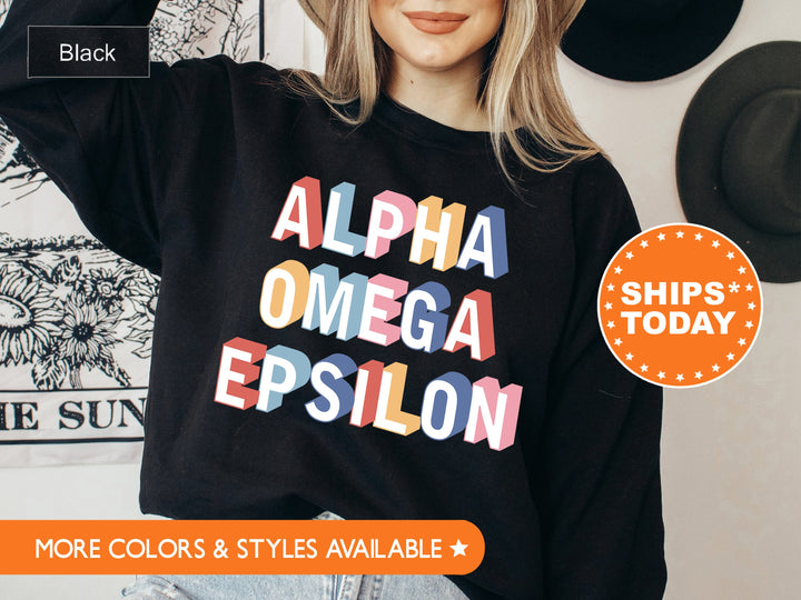 Alpha Omega Epsilon Retro Sorority Sweatshirt | Big Little Reveal | Retro Sweatshirt | Bid Day Gift | Alpha Omega Epsilon Hoodie _ 8681g