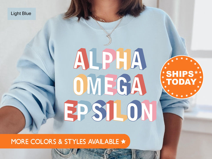 Alpha Omega Epsilon Retro Sorority Sweatshirt | Big Little Reveal | Retro Sweatshirt | Bid Day Gift | Alpha Omega Epsilon Hoodie _ 8681g