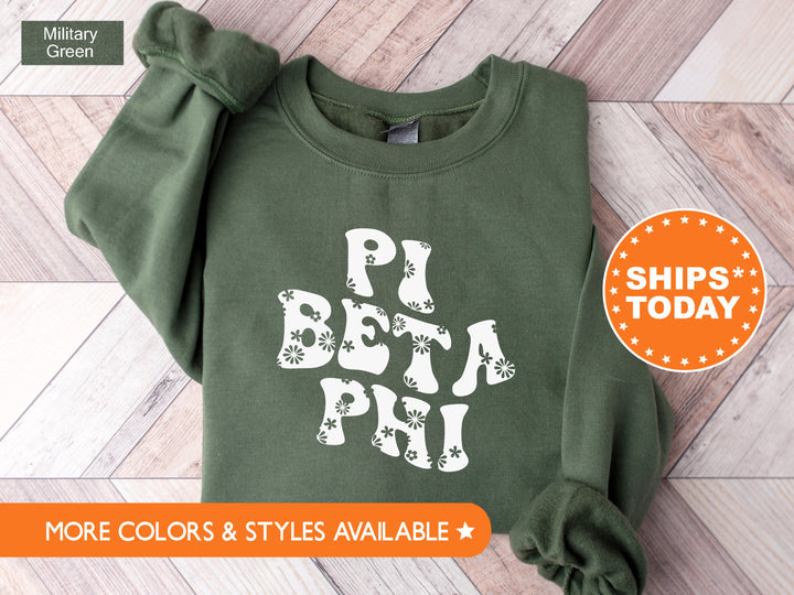 Pi Beta Phi Floral Hippie Sorority Sweatshirt | Pi Phi Greek Apparel | Big Little Sorority | Initiation Gift | Pi Beta Phi Hoodie