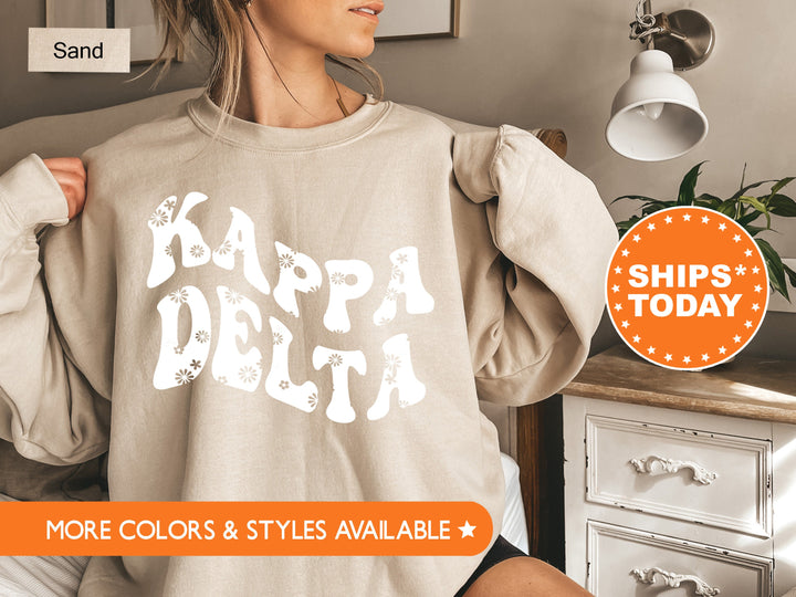 Kappa Delta Floral Hippie Sorority Sweatshirt | Kay Dee Hoodie | Sorority Big Little Gift | Bid Day Basket | Kappa Delta Sweatshirt 7114g