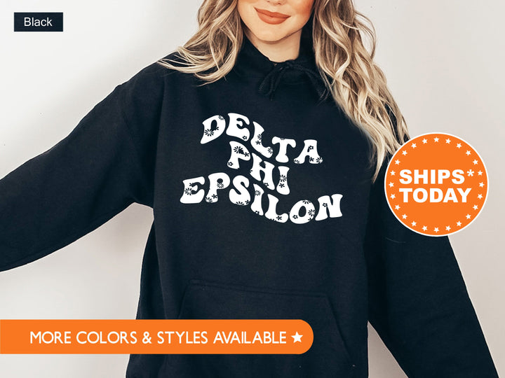 Delta Phi Epsilon Floral Hippie Sorority Sweatshirt | DPHIE Sweatshirt | Big Little | Sorority Reveal | Greek Apparel | DPHIE Hoodie 7110g