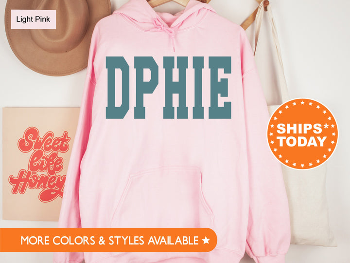 Delta Phi Epsilon Bold Aqua Sorority Sweatshirt | DPHIE Sorority Letters Crewneck | Sorority Merch | Big Little Reveal Gift | Bid Day Basket