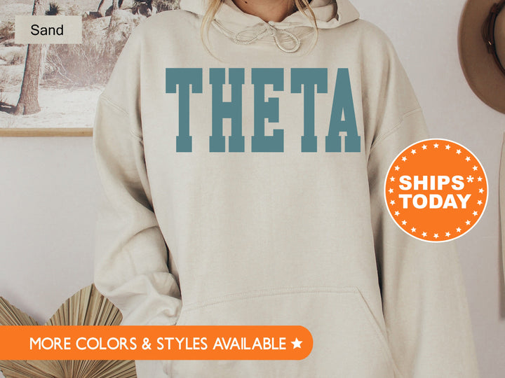 Kappa Alpha Theta Bold Aqua Sorority Sweatshirt | THETA Sorority Letters Crewneck | Sorority Merch | Big Little Reveal Gift | Bid Day Basket