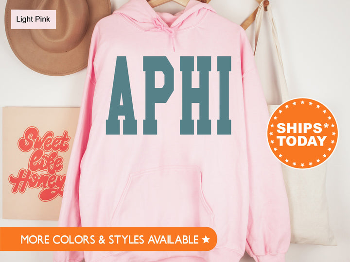 Alpha Phi Bold Aqua Sorority Sweatshirt | APHI Sorority Letters Crewneck | Sorority Merch | Big Little Reveal Gifts | Bid Day Basket