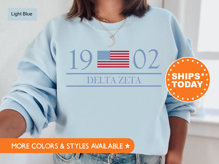 Delta Zeta Red White And Blue Sorority Sweatshirt | Dee Zee Greek Sweatshirt | Big Little Reveal | Sorority Gifts | Sorority Merch